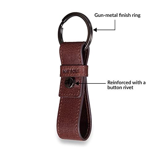 Brown solid leather key chain - Image 3