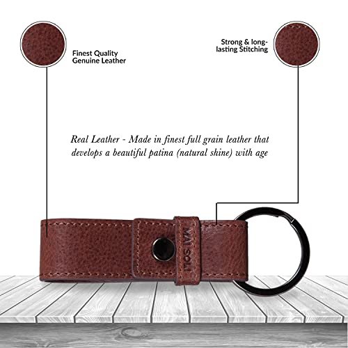 Brown solid leather key chain - Image 6